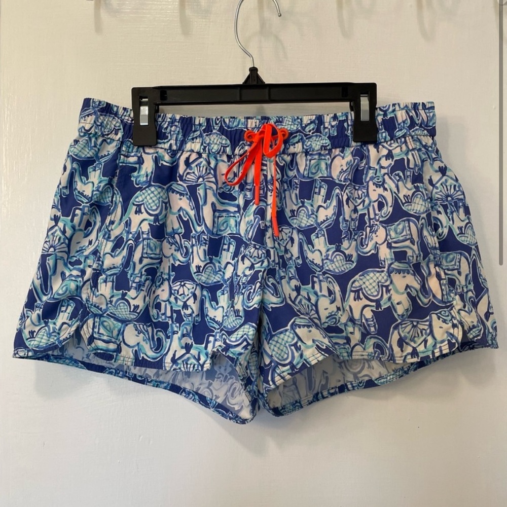 Lilly Pulitzer Run Around Luxletic Short Bomber Blue Get Trunky Elephants Small - Picture 2 of 7